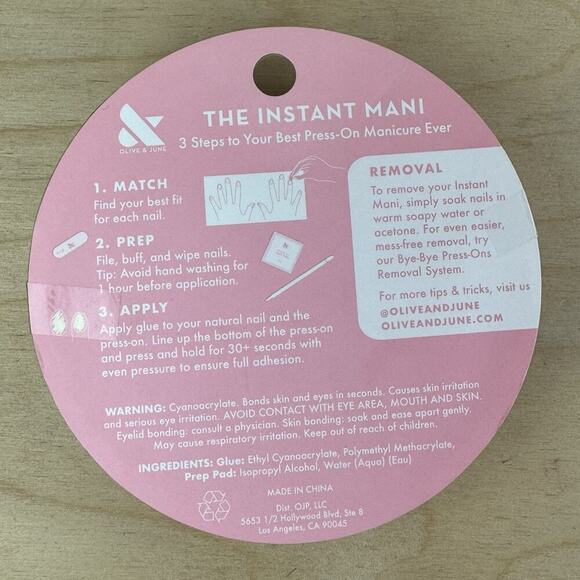 Olive & June The Instant Mani Nails MEDIUM PINK GOLDFISH Press On - Picture 2 of 2